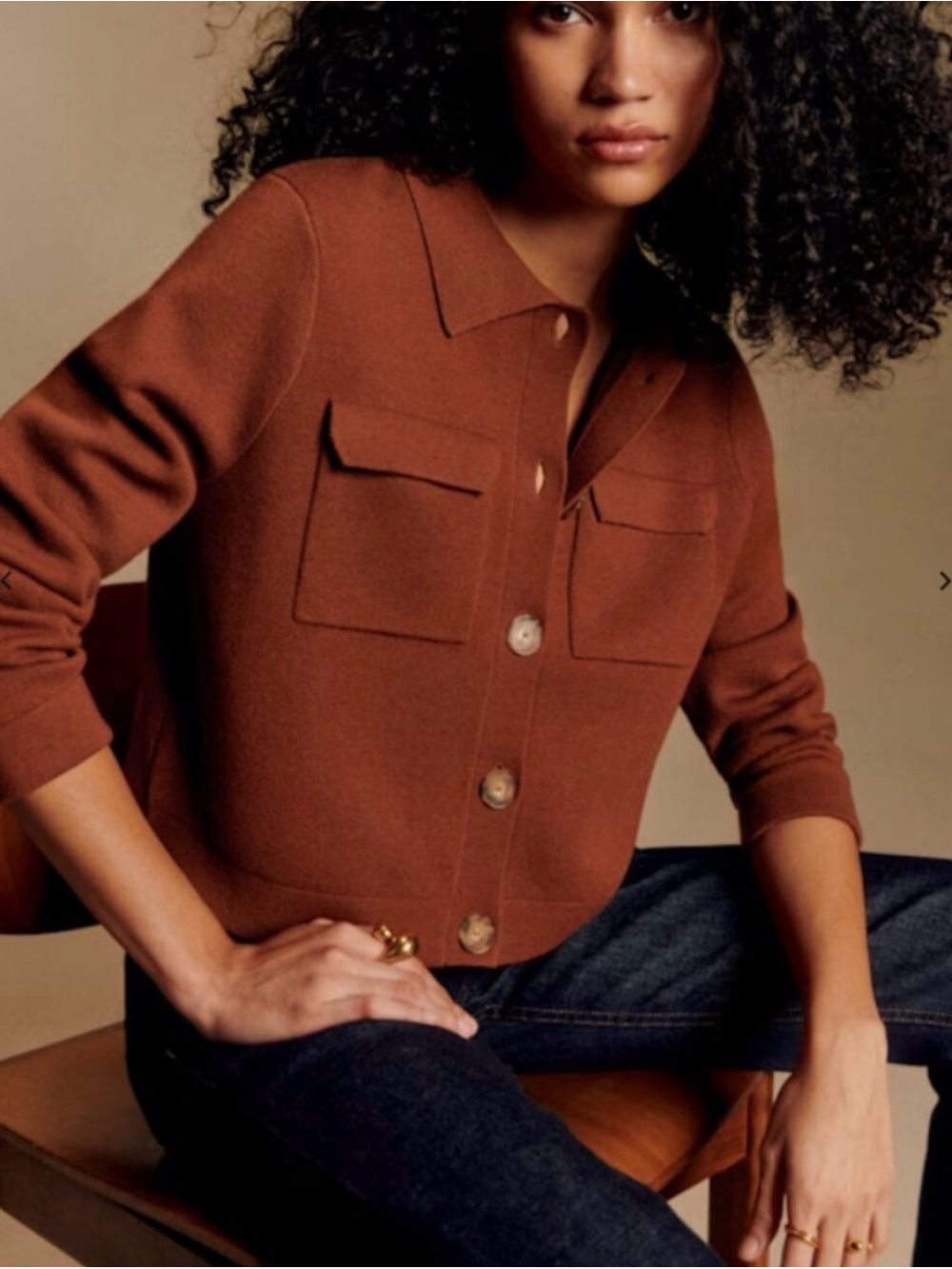 Sézane Betty Cardigan in Hazelnut (VGC)